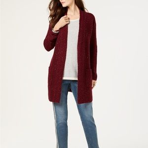 Style Co Mixed-Stitch Tweed Duster Cardigan, XL